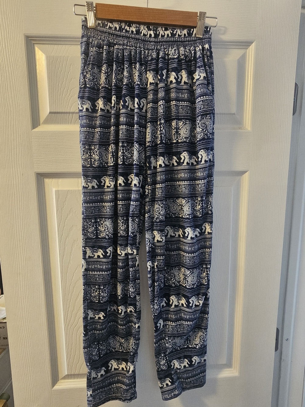 Yak & Yeti Navy White Printed Elastic Waist Joggers